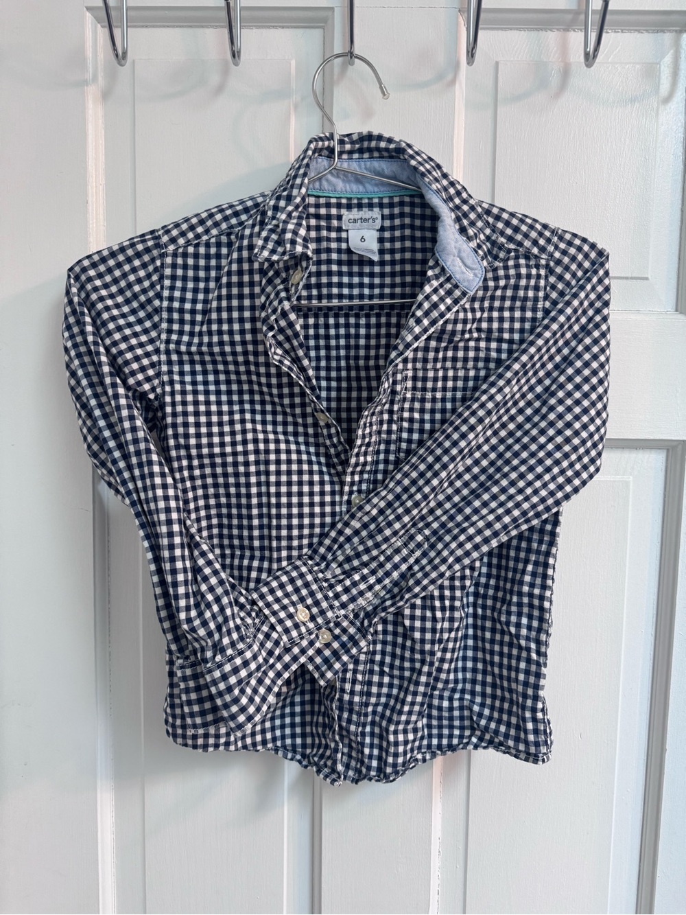 🎱 Carter's Navy and White Gingham Shirt